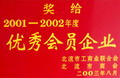 2001-2002年度北流市工商聯(lián)合會(huì)優(yōu)秀會(huì)員企業(yè)